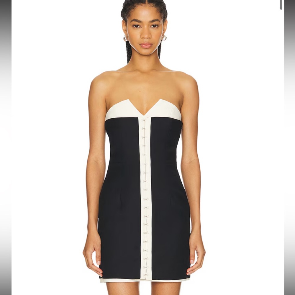 Wynn Hamlyn Olivia Mini Dress in Ivory & Black
